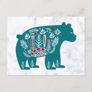 Carte Postale Ours vintage bleu scandinave