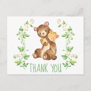 Carte Postale Ours Zoo Animaux Baby shower Merci Note