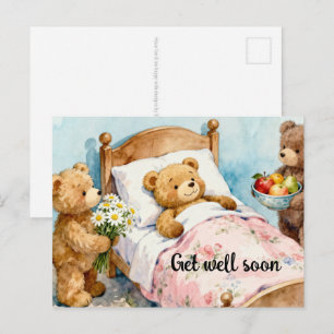 Carte Postale OURSIN TEDDY BEAR à la maison avec des amis 5