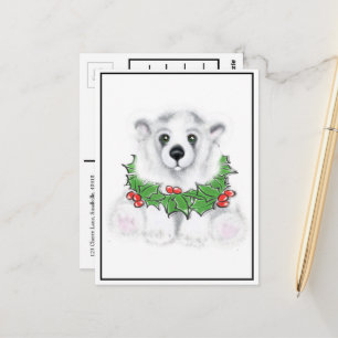 Carte Postale Ourson polaire mignon de Noël, ourson polaire du P