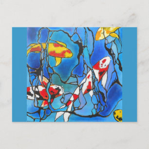 Carte Postale "Out Of The Blue" Koi Poisson Art Peinture!