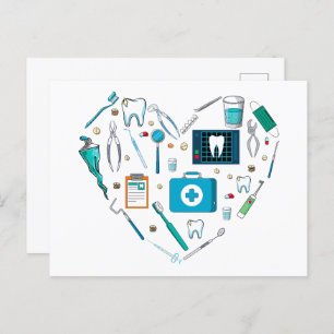 Carte Postale Outil dentaire amusant Coeur