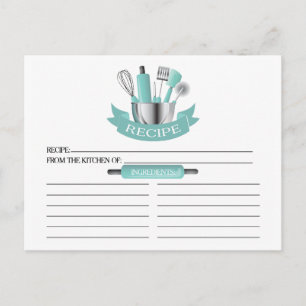 Carte Postale Outils de cuisine turquoise Fête des mariées Recet