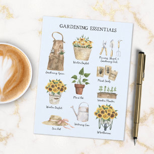 Carte Postale Outils de jardin essentiels Tournesol Bleu
