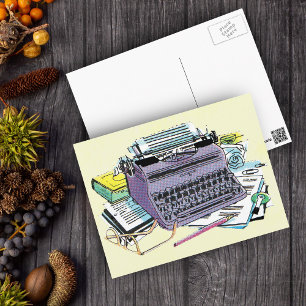 Carte Postale Outils de l’écrivain vintage Tapis de papier