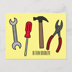 Carte Postale Outils de menuiserie illustration de dessin animé 