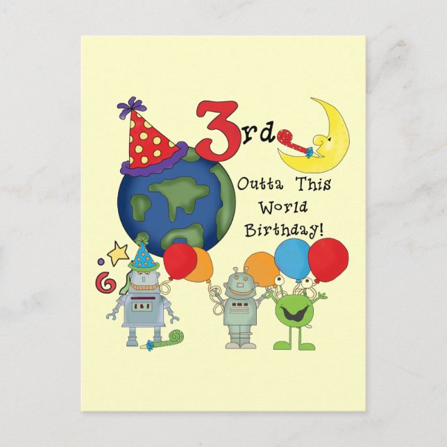 Carte Postale Outta This World 3rd Birthday T-shirts et cadeaux (Devant)