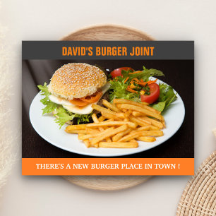 Carte Postale Ouverture conjointe Burger   Maintenant ouvert   C