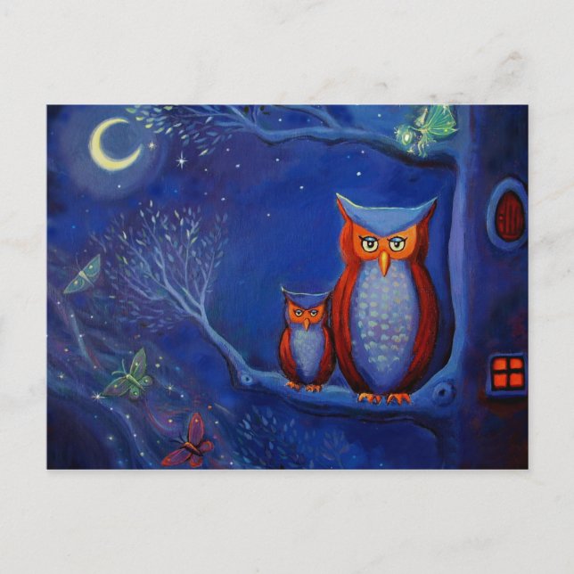 Carte postale Owl Art - "The Forest At Night" (Devant)