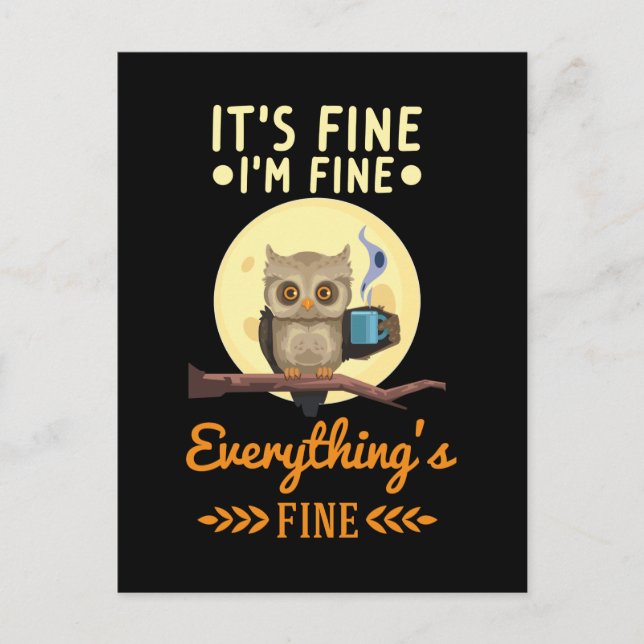 Carte Postale Owl Coffee Morning Crazy Bird (Devant)