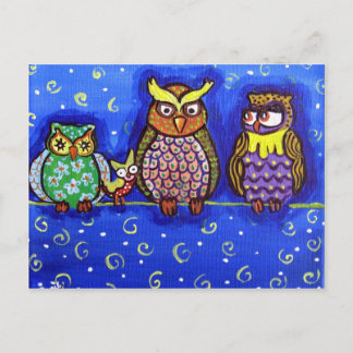 Carte Postale Owl Regroupez Fun Folk Art