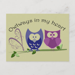 Carte Postale Owways in my heart, cute Owl Gifts