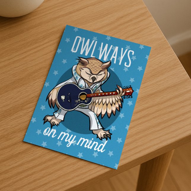 Carte Postale Owways On My Mind Owl in Jumpsuit Cartoon (Créateur téléchargé)