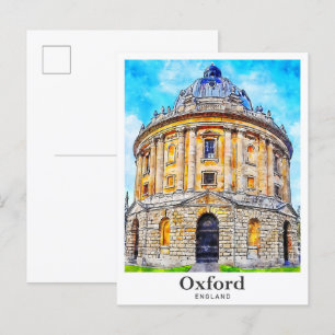Carte Postale Oxford Angleterre Voyage Aquarelle Croquis main