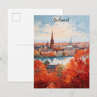 Carte Postale Oxford England Travel City Painting Aesthetic