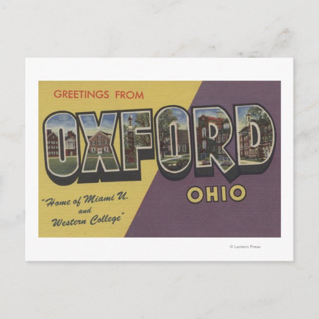 Carte Postale Oxford, Ohio - Miami U & Western College (Devant)