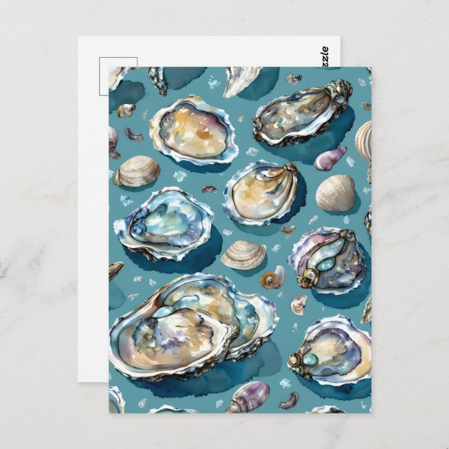 Carte Postale Oysters Clams Motif (Devant / Derrière)