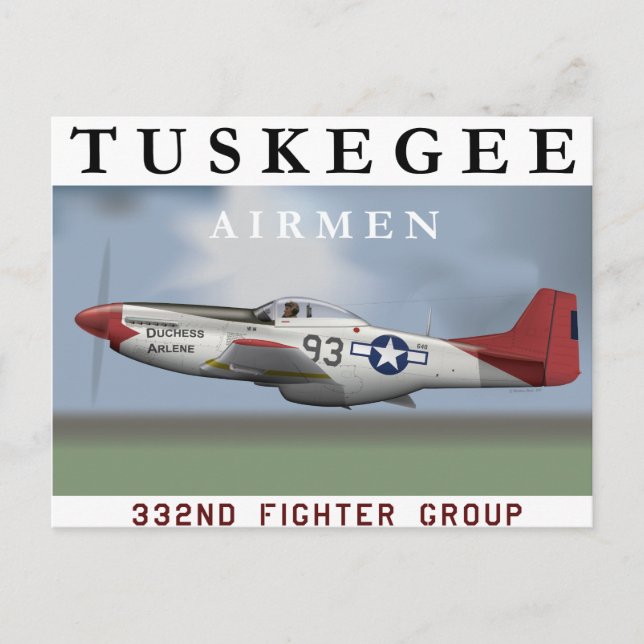 Carte Postale P51D Red Tail chasseur piloté par Tuskegee Airmen (Devant)