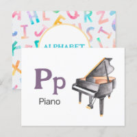 P est pour Piano - Alphabet Flash Card