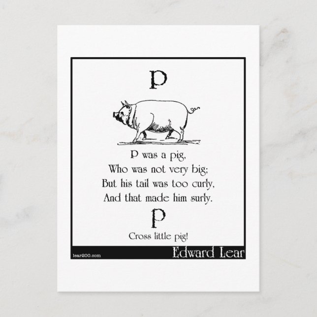 Carte Postale P était un porc (Devant)