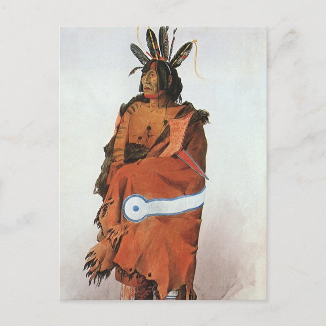 Carte Postale Pachtuwa-Chta, Arikara Warrior Portrait par Bodmer (Devant)
