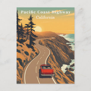 Carte Postale Pacific Coast Highway Californie Rétro Côtière