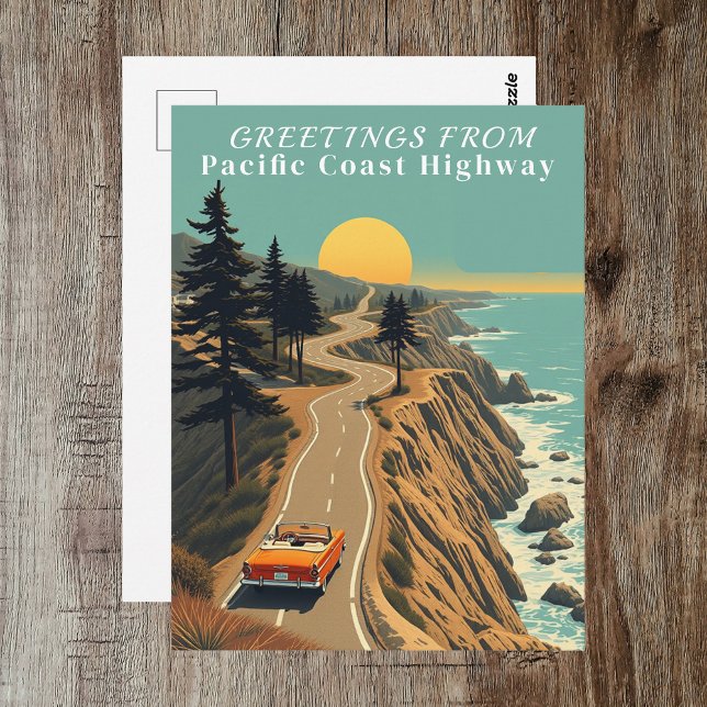 Carte Postale Pacific Coast Highway Californie Salutations Côte (Pacific Coast Highway California Greetings Coastal Postcard
)