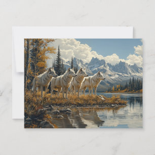 Carte Postale Pack Wolf au bord du lac