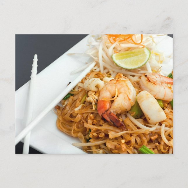 Carte Postale Pad de fruits de mer Noodles de riz frits thaïland (Devant)