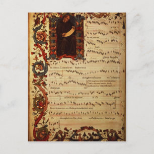 Carte Postale Page de notation musicale avec historiée