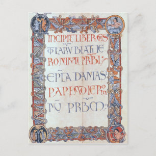 Carte Postale Page de texte avec une bordure florifiée