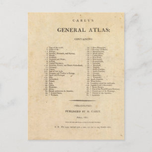 Carte Postale Page de titre Atlas général de Carey