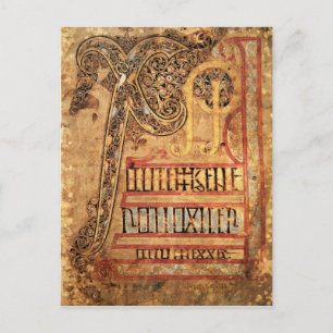 Carte Postale Page initiale des évangiles de Lichfield, c.720