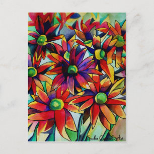 Carte Postale Paille marguerite art fleur sauvage multicolore