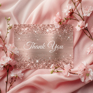 Carte Postale Pailleté Or Rose Feuille Merci pour mes 30 ans