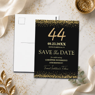 Carte Postale Paillettes d'or noir 44e anniversaire Enregistrer