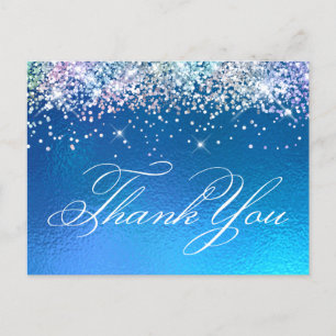 Carte Postale Paillettes multicolores océan ombré feuille de mét