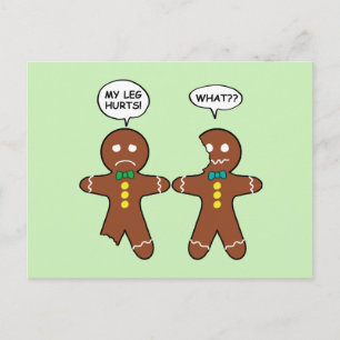 Carte Postale Pain d'épices biscuit Humour de Noël Vert Vacances