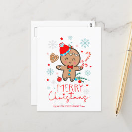 Carte Postale Pain d'épices Homme Cookie Snowflakes Joyeux Noël