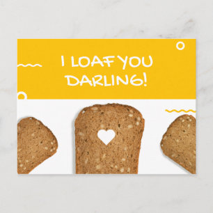 Carte Postale Pain grillé jaune amusant fromage
