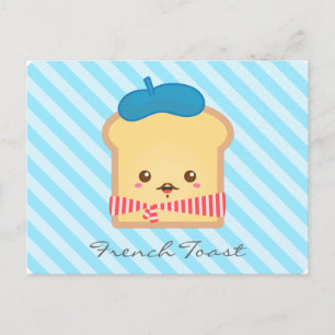 Carte Postale Pain perdu mignon et fantaisiste, doodle de nourri