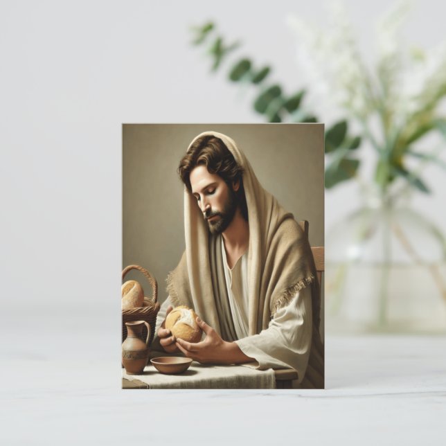 Carte Postale Pain Sacré : Geste d'amour de Jésus (Debout devant)