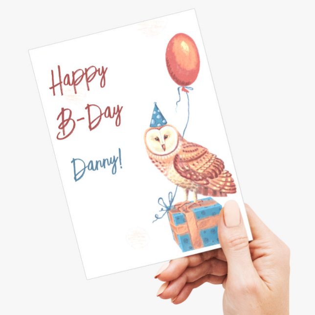 Carte Postale Paint cute owl Happy birthday Postcard (Créateur téléchargé)