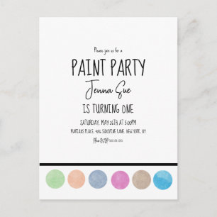 Carte Postale Paint Party aquarelle Palette Art Anniversaire