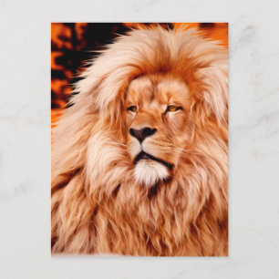 Carte Postale Paint photo Lion Orange African Sky