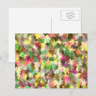 Carte Postale Paint Splatter Automne Couleur Feuilles Abstraits
