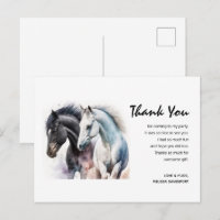 Paire de cheval noir et blanc en Merci d'aquarelle