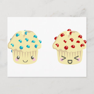 Carte Postale Paire de muffin sucré et tarte