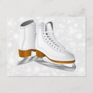 Carte Postale paire de patins à glace blanche