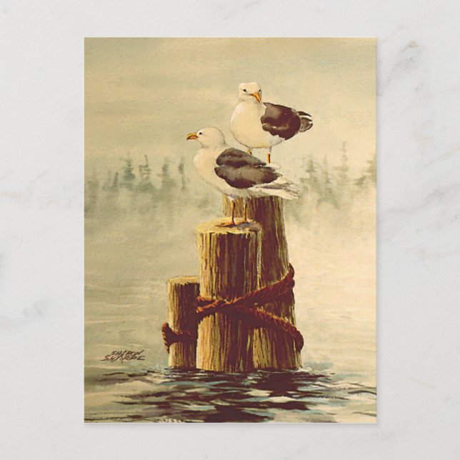 Carte Postale PAIRE de SEAGULLS par SHARON SHARPE (Devant)